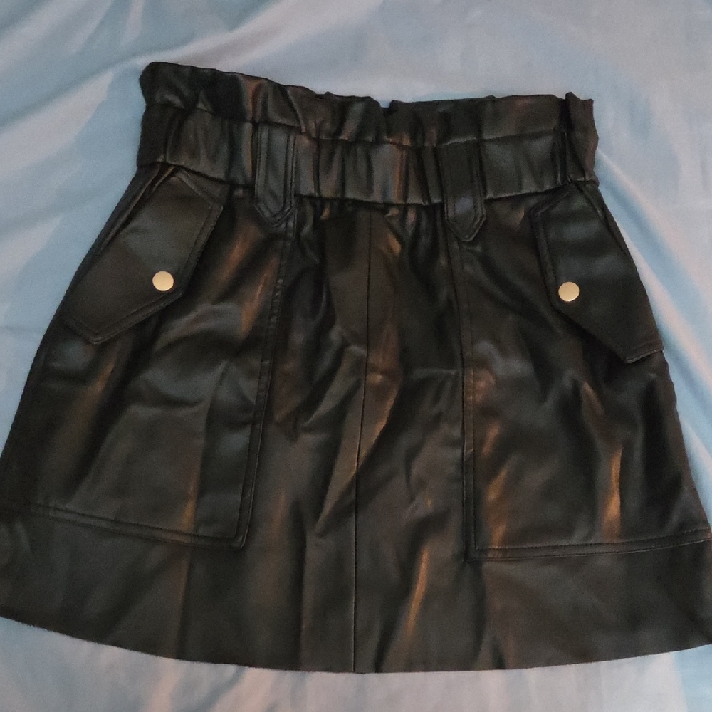 zara | faux leather high waisted skirt